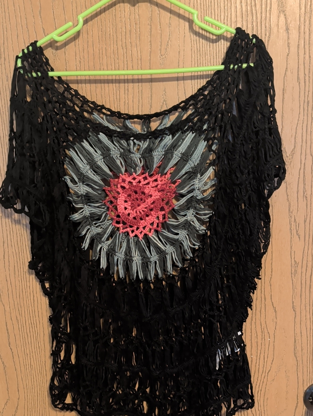 SHEIN Black Crochet Open-Knit Top